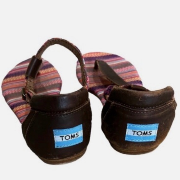 TOMS Playa Woven Leather Thong Sandals Women’s 7.5 Boho Festival Summer Flats - Picture 3 of 3